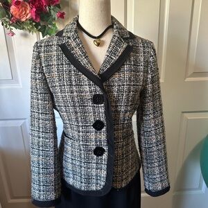Sunny Leigh Petites | Classic Black, Yellow and White Tweed Blazer | 8P